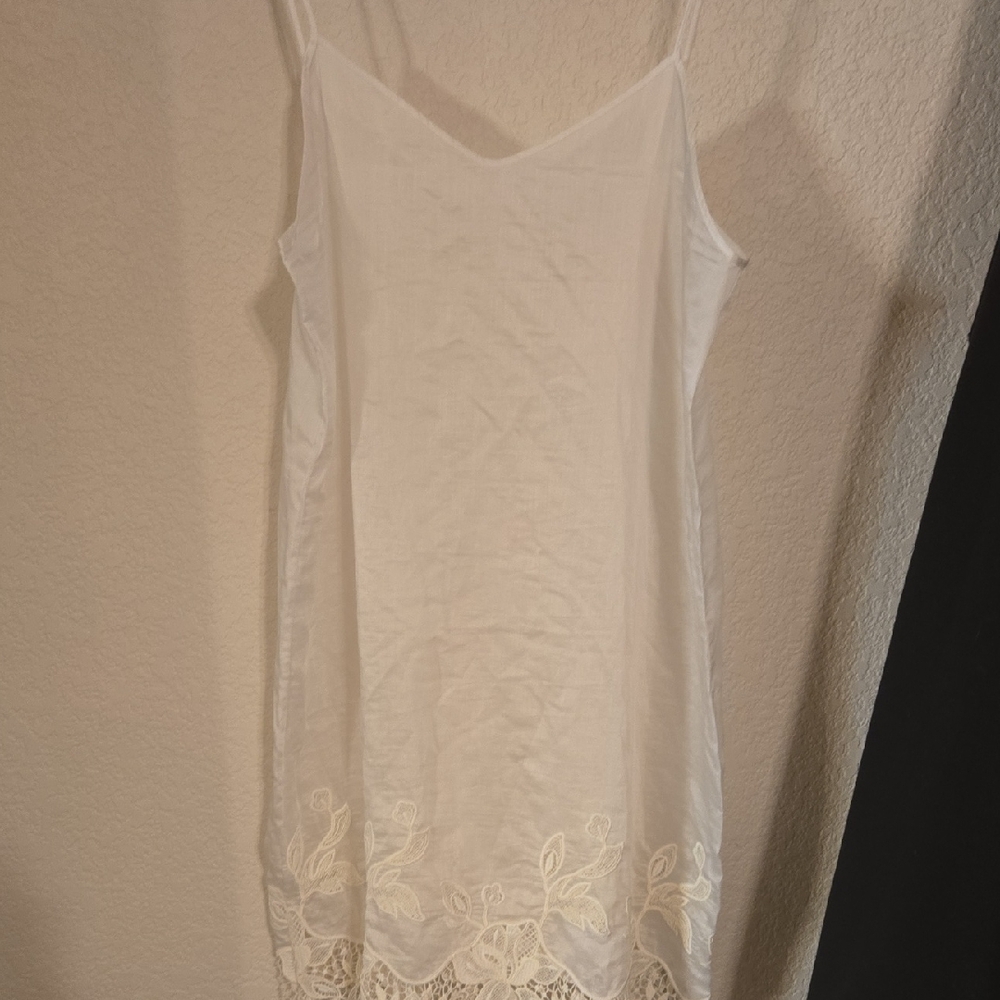 Elegant White Lace Trim Slip Dress